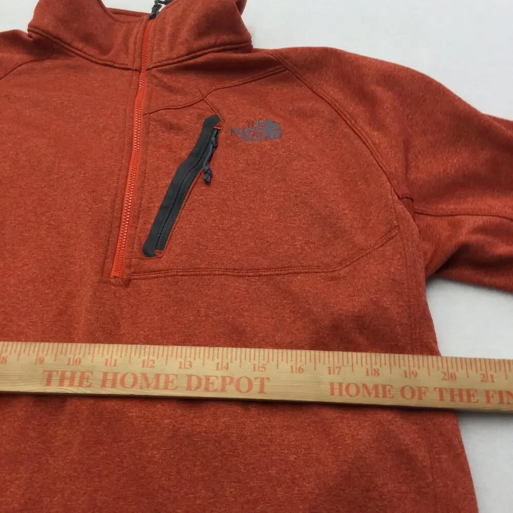 The North Face Pullover Mens Large Orange Fleece 1/4 Zip Chest Pocket Hiking